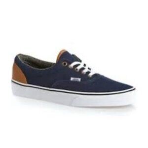 Vans Navy blue canvas and leather authentic mens 8.5 lace up